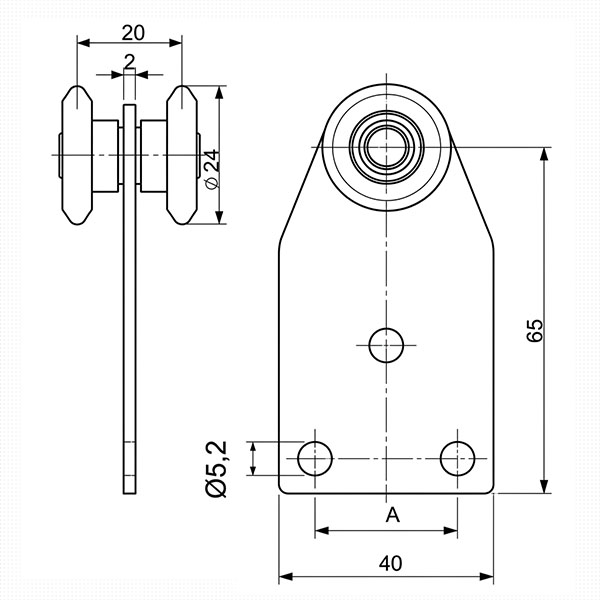 Nova-FERR Carrello a 2 Cuscinetti in Acciaio Zincato D.MM24 PORT.KG30 - NOVA-FERR - Immagine 3